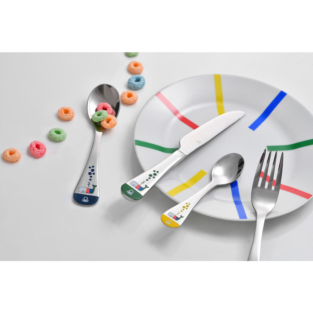 Thumbnail - Benetton Besteckset Rainbow, Edelstahl, Metall, 4-teilig, 13.3x20x2.7 cm, lebensmittelecht, Essen & Trinken, Besteck, Be...