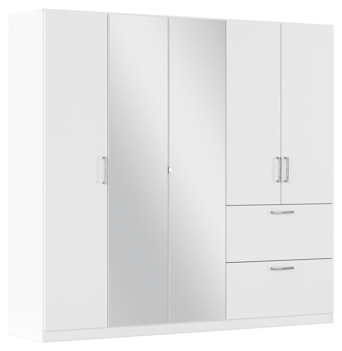 DREHTÜRENSCHRANK Weiss  - Chromfarben/Weiss, Modern, Holzwerkstoff/Kunststoff (225/210/54cm) - Rauch Möbel