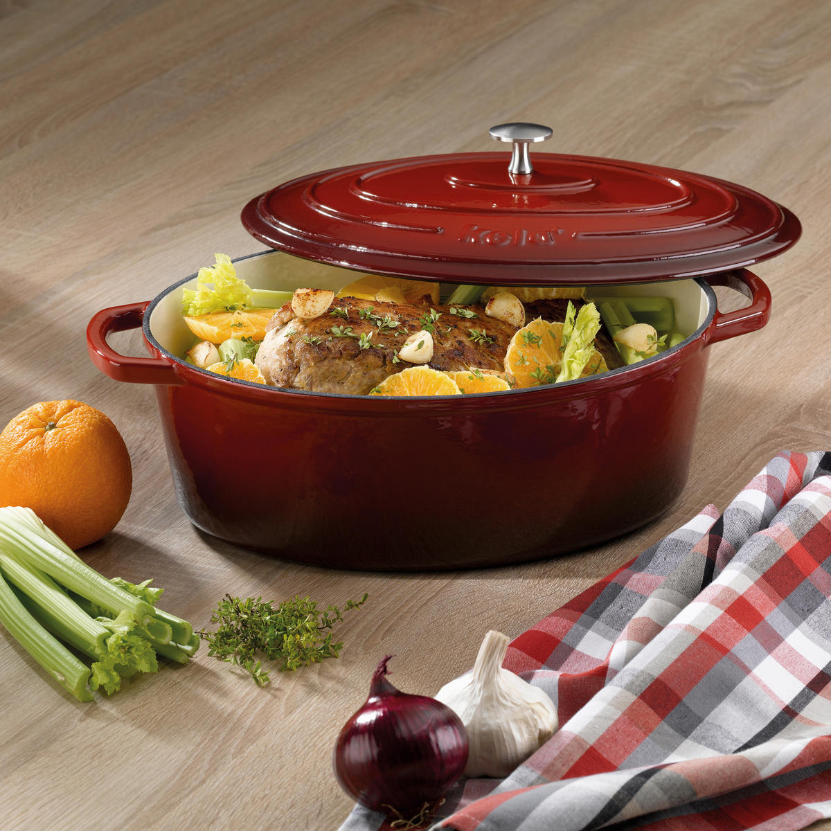 PEKAČ   9.3 l  Calido  - bež/crvena, Konvencionalno, metal (36/29/15cm) - Kela