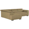 ECKSOFA in Struktur Olivgrün  205/284 cm  - Schwarz/Olivgrün, Design, Kunststoff/Textil (205/284cm) - Xora