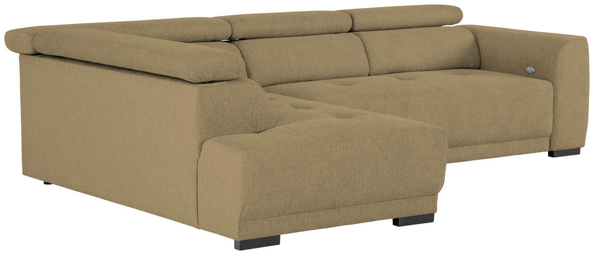 ECKSOFA Olivgrün Struktur  - Schwarz/Olivgrün, Design, Kunststoff/Textil (205/284cm) - Xora