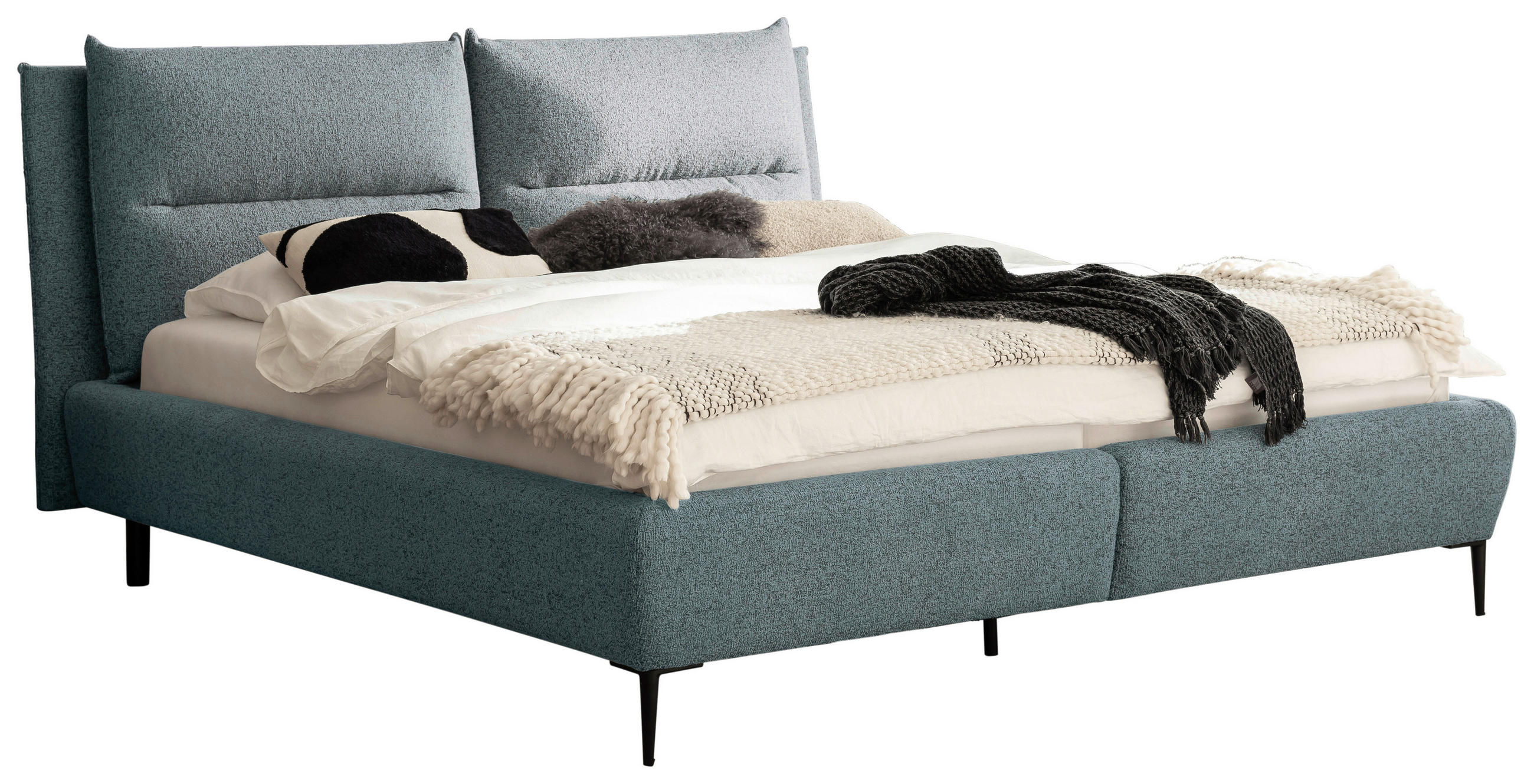 POLSTERBETT 180/200 cm  in Petrol  - Petrol/Schwarz, MODERN, Textil/Metall (180/200cm) - MID.YOU