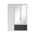 KLEIDERSCHRANK  in Graphitfarben, Weiß  - Alufarben/Graphitfarben, KONVENTIONELL, Glas/Holzwerkstoff (125/190/51cm) - Carryhome