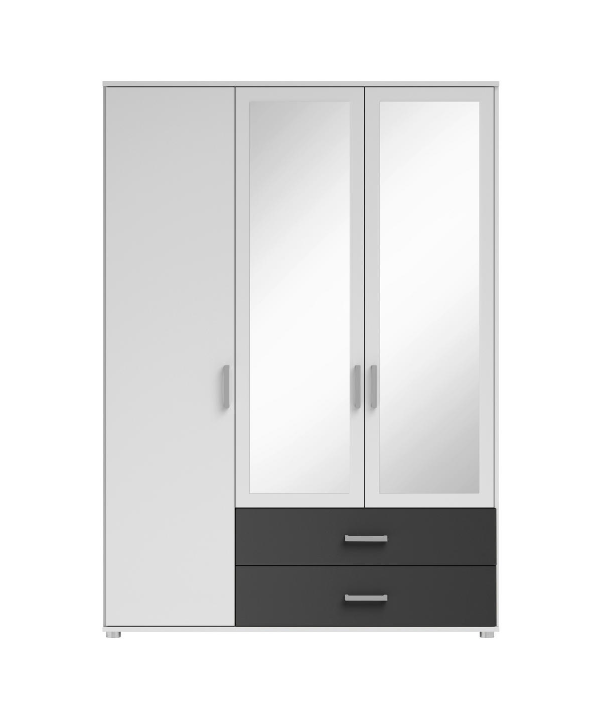 KLEIDERSCHRANK  in Graphitfarben, Weiß  - Alufarben/Graphitfarben, KONVENTIONELL, Glas/Holzwerkstoff (125/190/51cm) - Carryhome