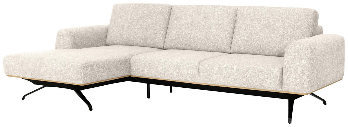 ECKSOFA in Struktur Beige  157/262 cm  - Beige/Schwarz, Design, Textil/Metall (157/262cm) - Novel