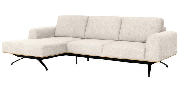 ECKSOFA in Struktur Beige  - Beige/Schwarz, Design, Textil/Metall (157/262cm) - Novel