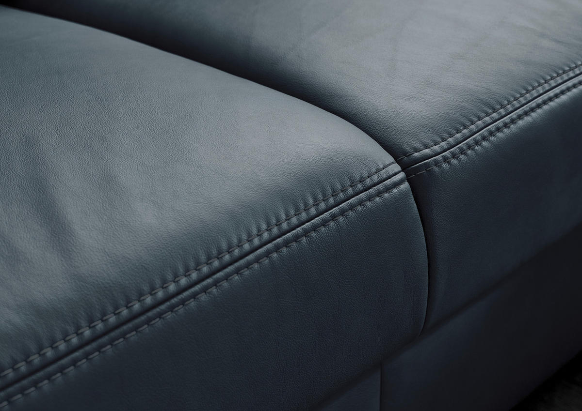 ECKSOFA Beldomo Premium Blaugrau Echtleder  - Blaugrau/Alufarben, KONVENTIONELL, Leder/Metall (262/262cm) - Beldomo Premium