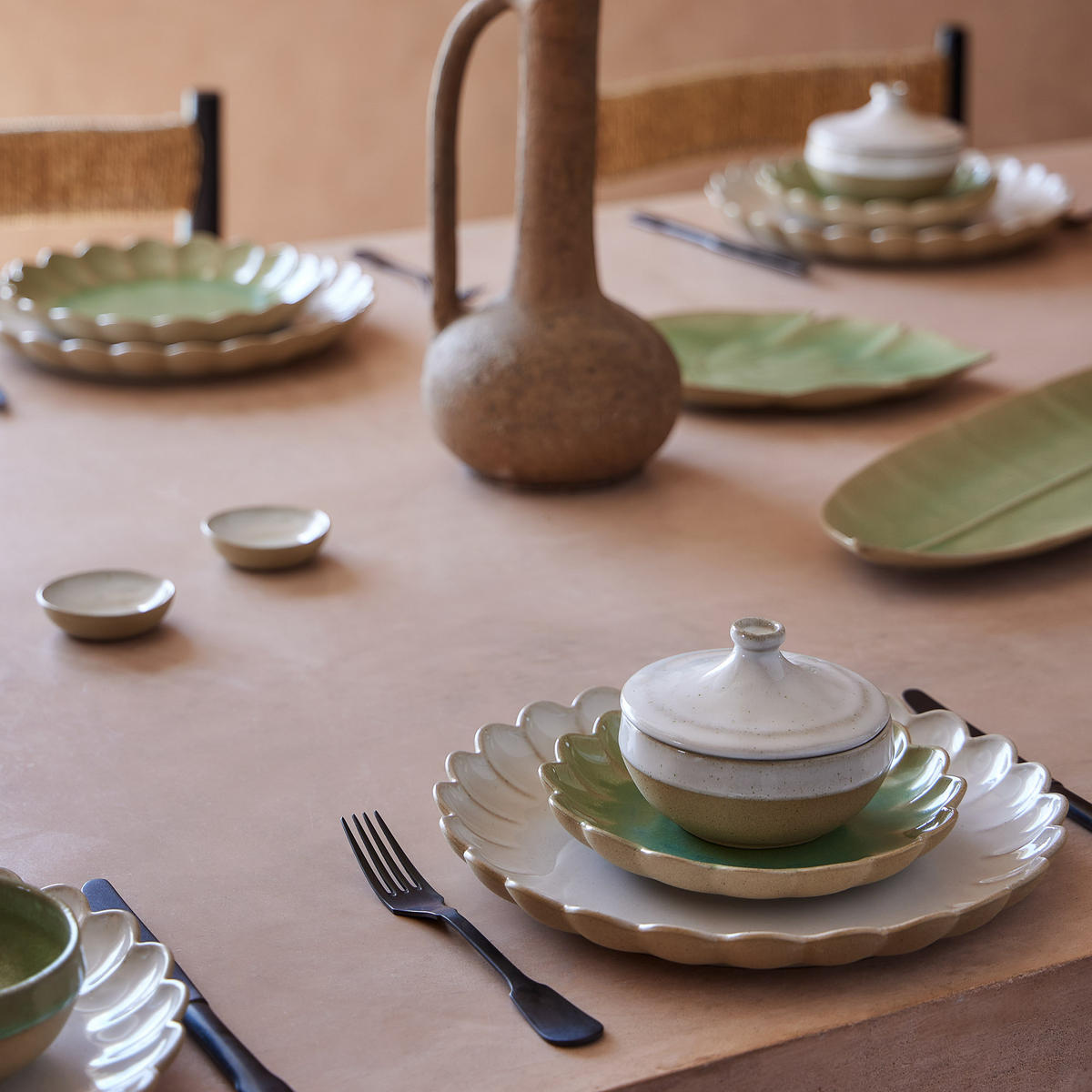 KOMBISERVICE Salbeigrün MARRAKESH 12-teilig 4 Personen  - Salbeigrün, Basics, Keramik - Costa Nova