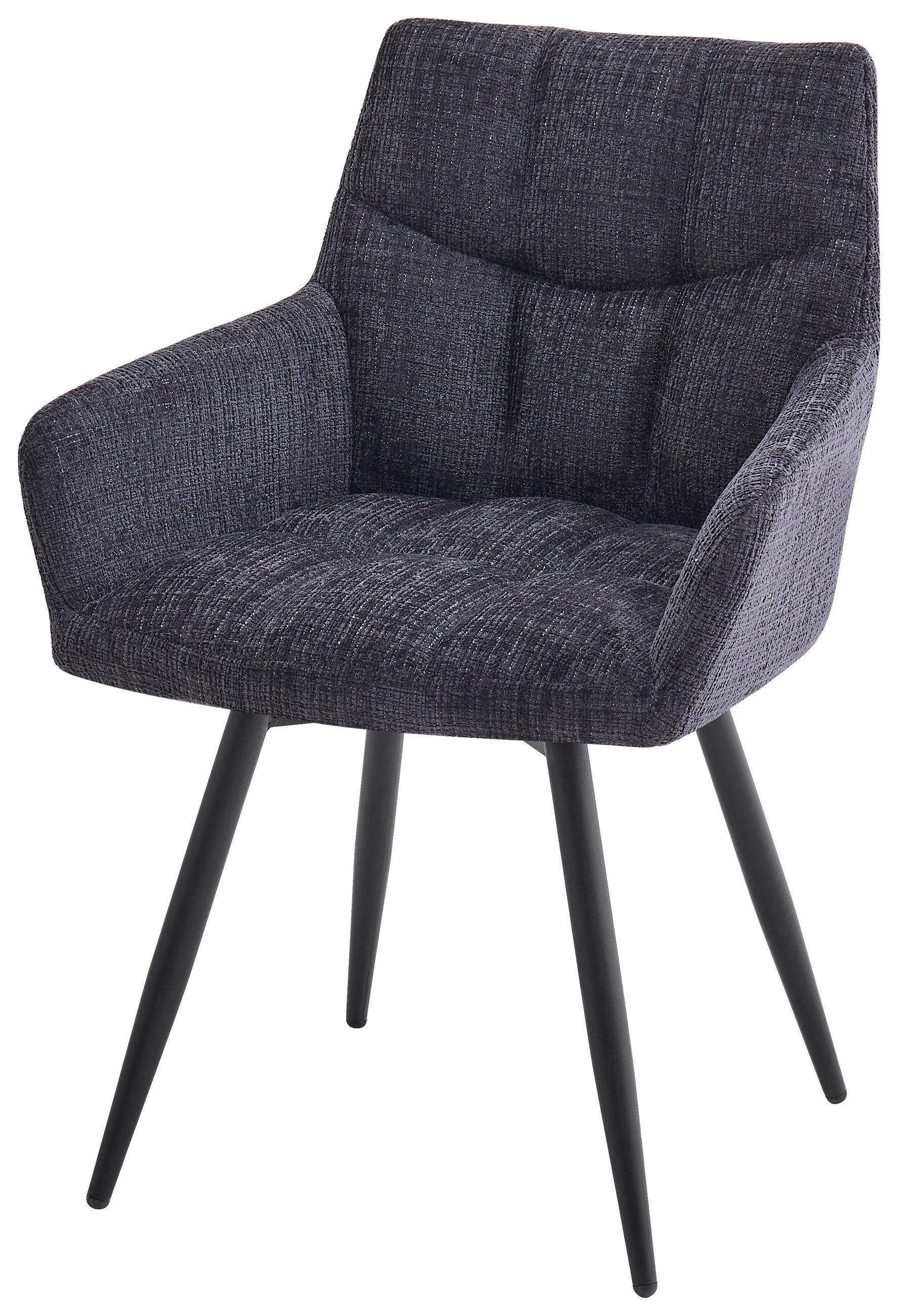 NASLANJAČ, kovina, tekstil črna, temno siva  - temno siva/črna, Design, kovina/tekstil (61/83,5/60cm) - Stylife