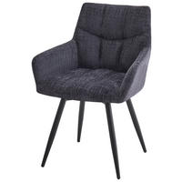 NASLANJAČ, kovina, tekstil črna, temno siva  - temno siva/črna, Design, kovina/tekstil (61/83,5/60cm) - Stylife