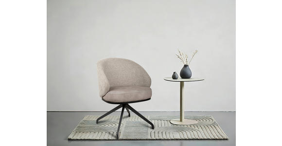 ARMLEHNSTUHL  Typenauswahl, Sitzfläche 360° drehbar, automatische Rückholfunktion Chenille, Flanell  - Taupe/Schwarz, Design, Textil/Metall (67/83/63cm) - Novel