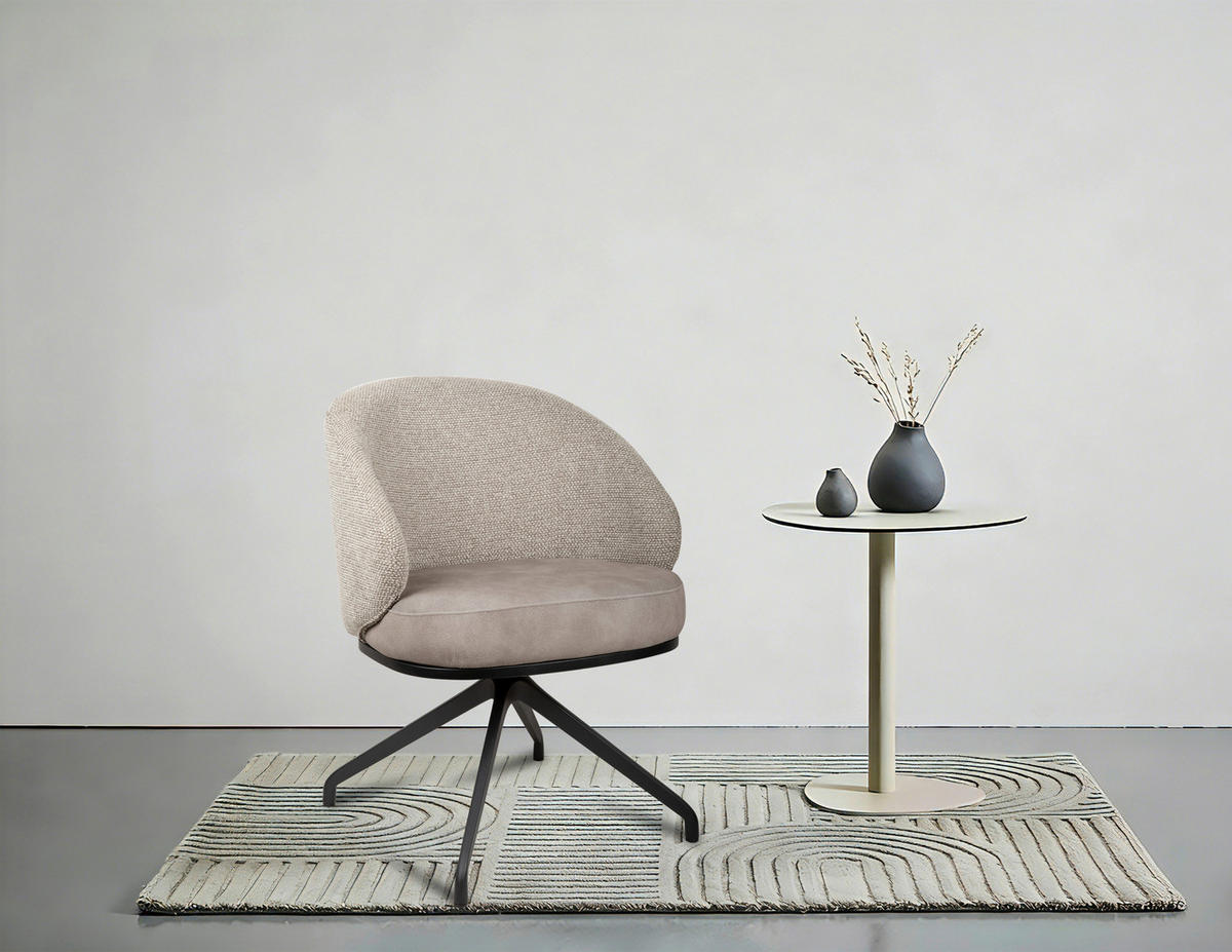 ARMLEHNSTUHL  Typenauswahl, Sitzfläche 360° drehbar, automatische Rückholfunktion Chenille, Flanell  - Taupe/Schwarz, Design, Textil/Metall (67/83/63cm) - Novel