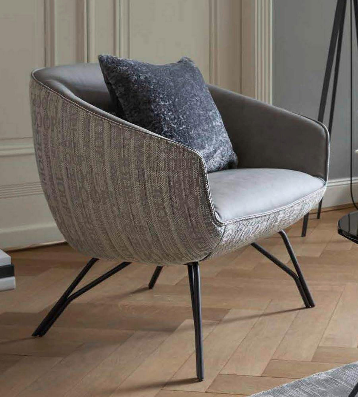 DESIGNSESSEL Echtleder Struktur Grau    - Anthrazit/Grau, Design, Leder/Textil (76/80/73cm) - Joop!