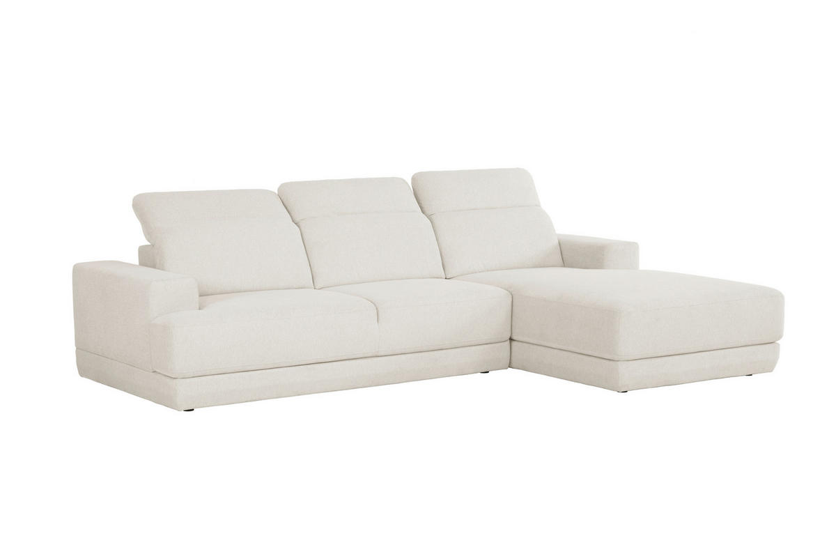 ECKSOFA in Webstoff Weiss  - Weiss/Schwarz, Design, Kunststoff/Textil (293/204cm) - MID.YOU