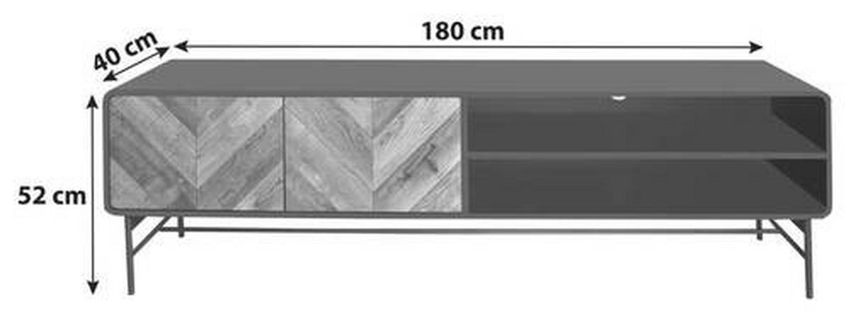 TV-BÄNK 180/52/40 cm  - svart/ekfärgad, Modern, metall/trämaterial (180/52/40cm) - MID.YOU
