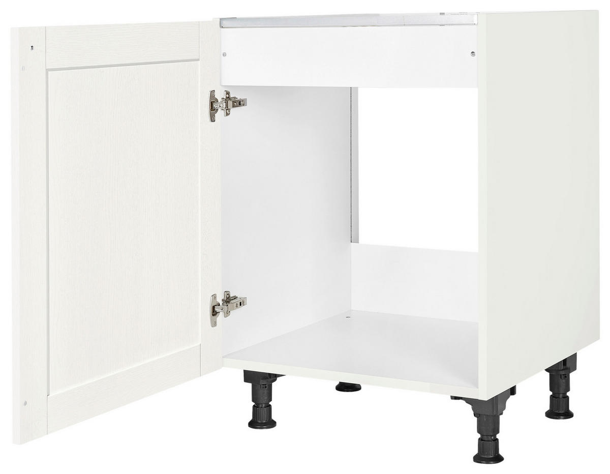 SPÜLENUNTERSCHRANK 60/87/56 cm  in Weiß  - Edelstahlfarben/Weiß, MODERN, Holzwerkstoff/Metall (60/87/56cm) - Nobilia