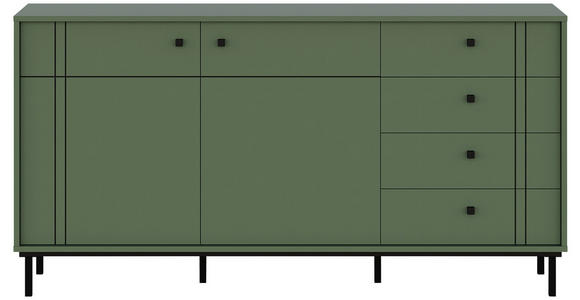 SIDEBOARD in 160,2/81,8/37 cm - Schwarz/Grün, MODERN, Holzwerkstoff/Kunststoff (160,2/81,8/37cm) - Carryhome