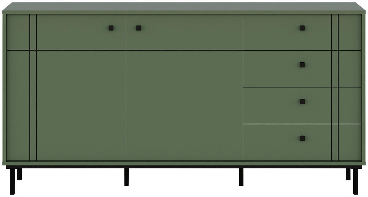 SIDEBOARD 160,2/81,8/37 cm  in Grün  - Schwarz/Grün, Modern, Holzwerkstoff/Kunststoff (160,2/81,8/37cm) - Carryhome
