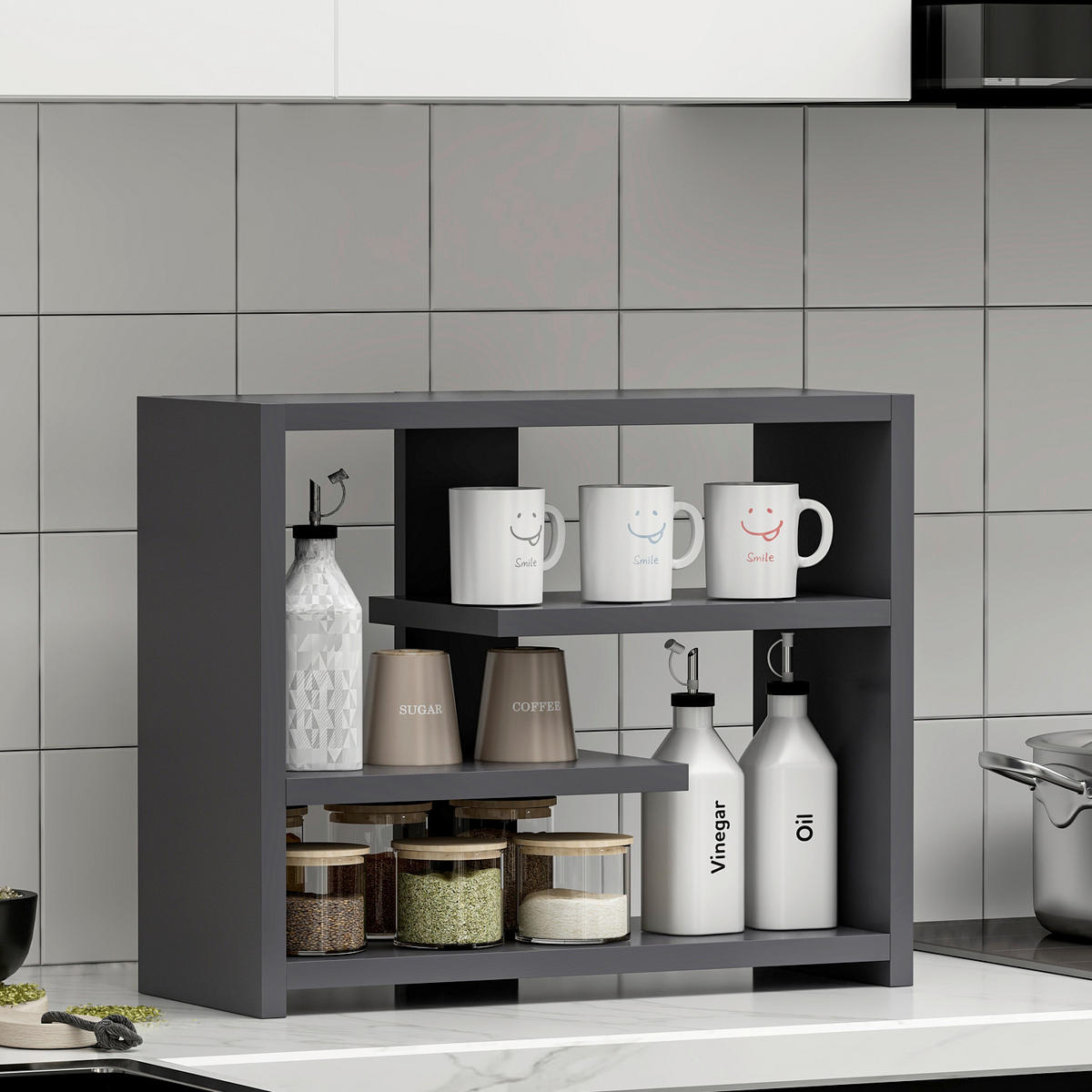 WANDREGAL Anthrazit  - Anthrazit, Design, Holzwerkstoff (49/40/21cm) - Livetastic