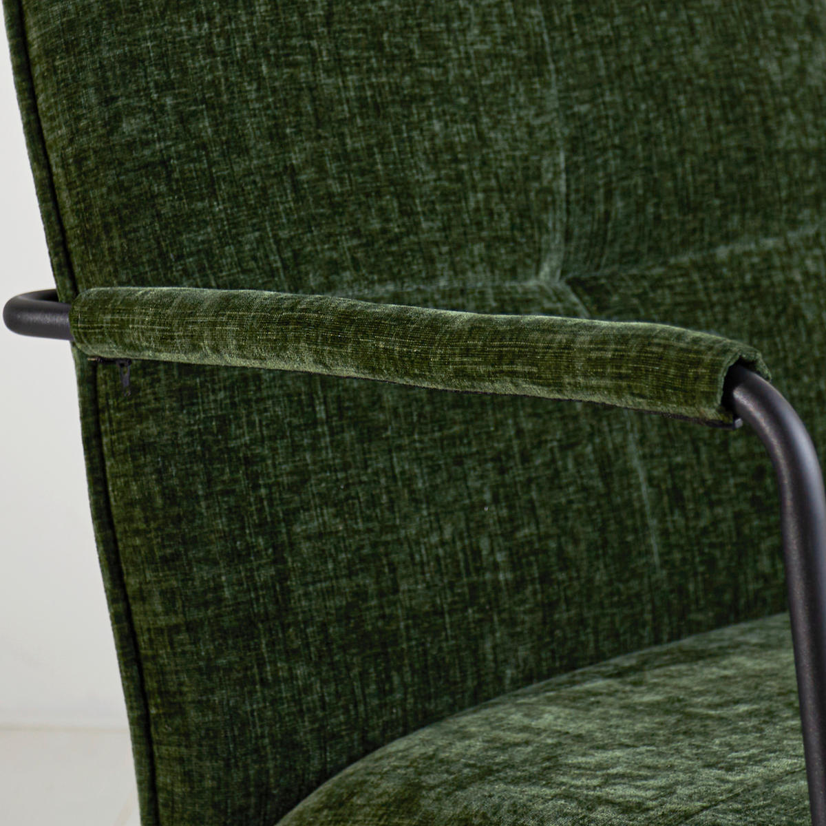 SESSEL in Chenille Dunkelgrün  - Dunkelgrün/Schwarz, MODERN, Textil/Metall (65/80/68cm) - MID.YOU