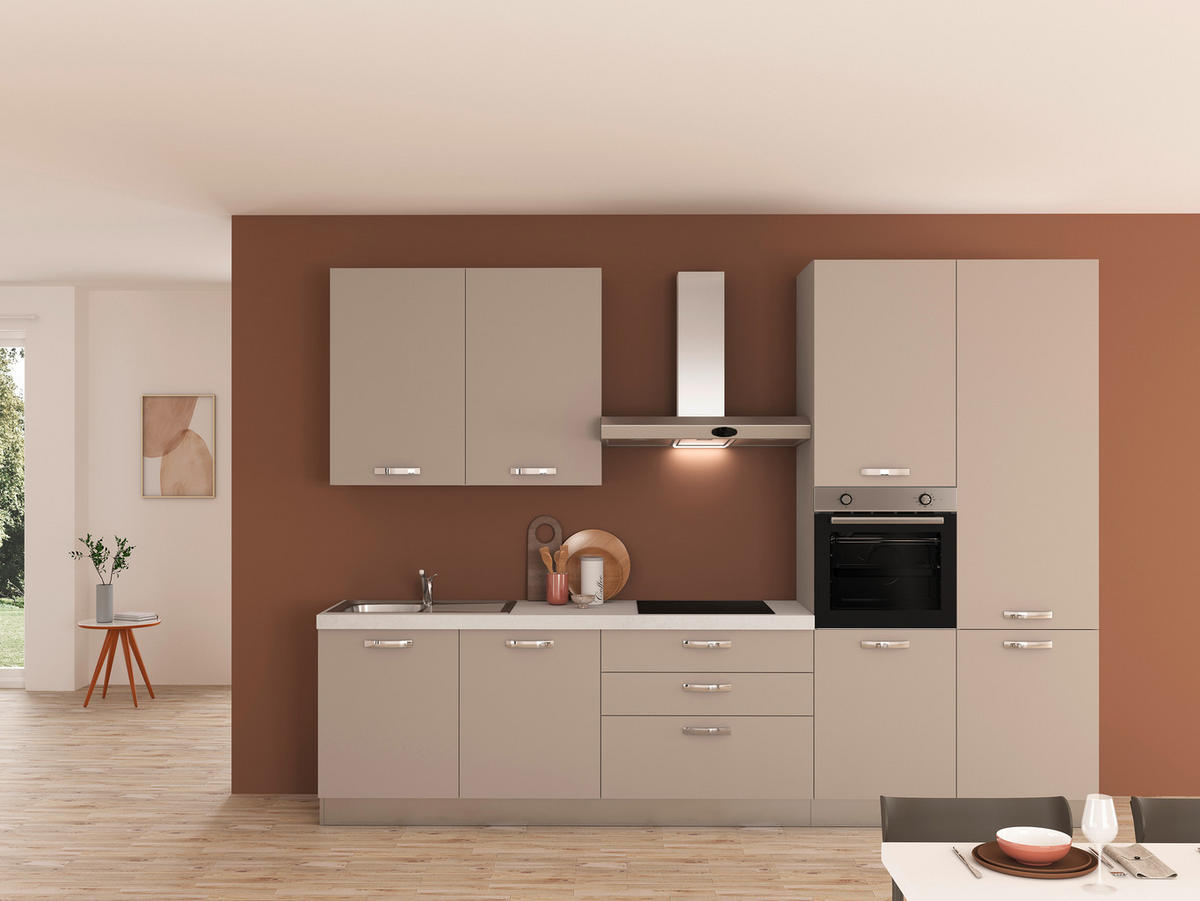 BLOK KUHINJA BEZ APARATA  sivo-bijela  - sivo-bijela/magnolija, Basics, drvni materijal/metal (330cm)