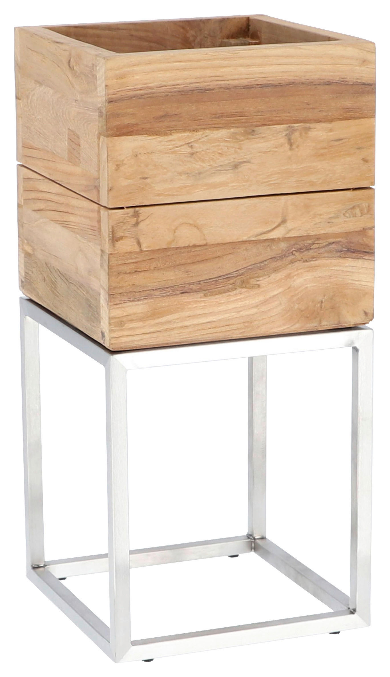 HOCHBEET Mini garden  - Edelstahlfarben/Teakfarben, MODERN, Holz/Metall (25/53/25cm) - Jan Kurtz