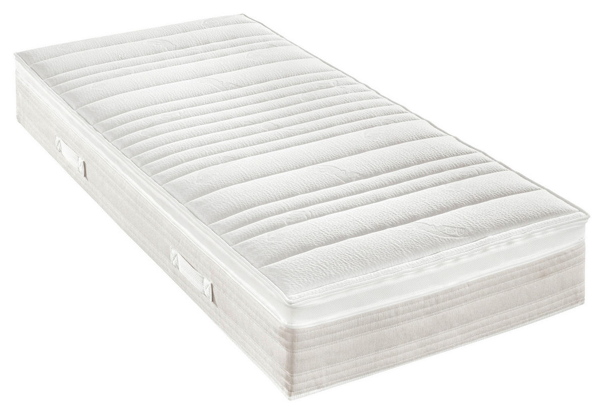 LATEXMATRATZE 90/190 cm, Höhe ca.: 24 cm, H3 = fest, 7-Zonen - Weiß, Basics, Textil (90/190cm) - Sleeptex