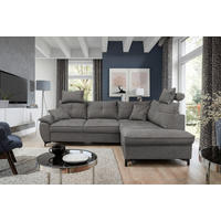 ECKSOFA SOLEI Dunkelgrau Chenille Zierkissen, Bettkasten, Kopfstütze  - Dunkelgrau/Schwarz, Design, Kunststoff/Textil (265/203cm) - MID.YOU