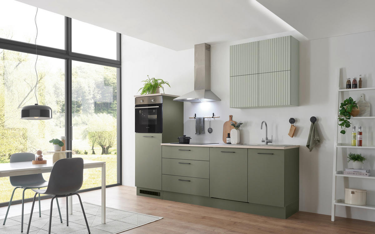 KÜCHENLEERBLOCK 260 cm   in Mintgrün, Grün  - Beige/Schwarz, Design, Holzwerkstoff/Metall (260cm) - MID.YOU