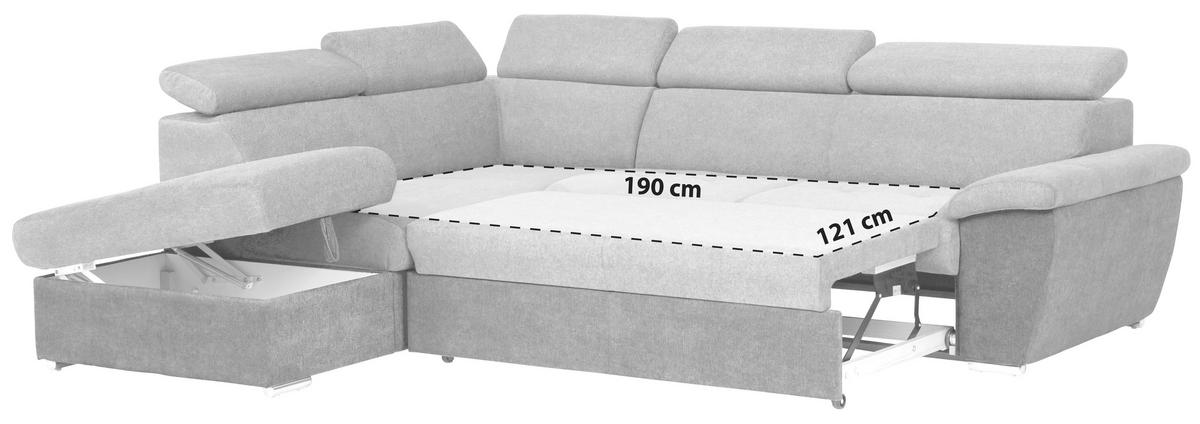 ECKSOFA in Mikrofaser Dunkelbraun  - Chromfarben/Dunkelbraun, Design, Textil/Metall (216/262cm) - Livetastic