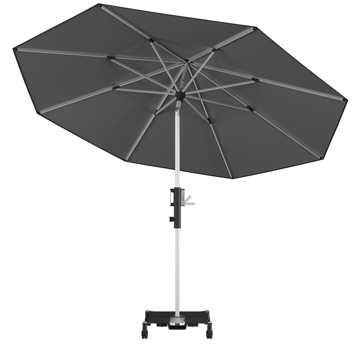 SONNENSCHIRM 315 cm Dunkelgrau  - Dunkelgrau/Silberfarben, KONVENTIONELL, Textil/Metall (315/315cm) - KNIRPS