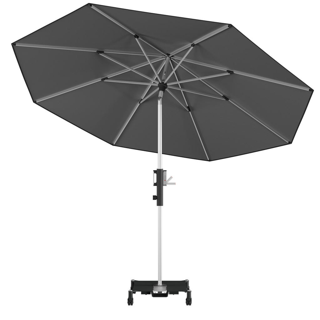 Thumbnail - Knirps Sonnenschirm, Dunkelgrau, Silber, Textil, 315x315 cm, 360° drehbar, höhenverstellbar, Knickgelenk, regenabweisend...