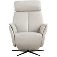 RELAXSESSEL Argo Echtleder Relaxfunktion, Kopfteilverstellung, Rücken echt    - Hellgrau, Design, Leder (71/110/80cm) - Novel