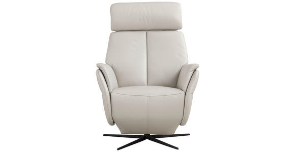 RELAXSESSEL Argo Echtleder Relaxfunktion, Kopfteilverstellung, Rücken echt    - Hellgrau, Design, Leder (71/110/80cm) - Novel