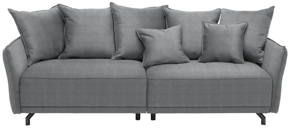 BIGSOFA Velours Grau  - Schwarz/Grau, Design, Textil/Metall (226/91/103cm) - Carryhome