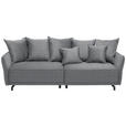 BIGSOFA in Velours Grau  - Schwarz/Grau, Design, Textil/Metall (226/91/103cm) - Carryhome