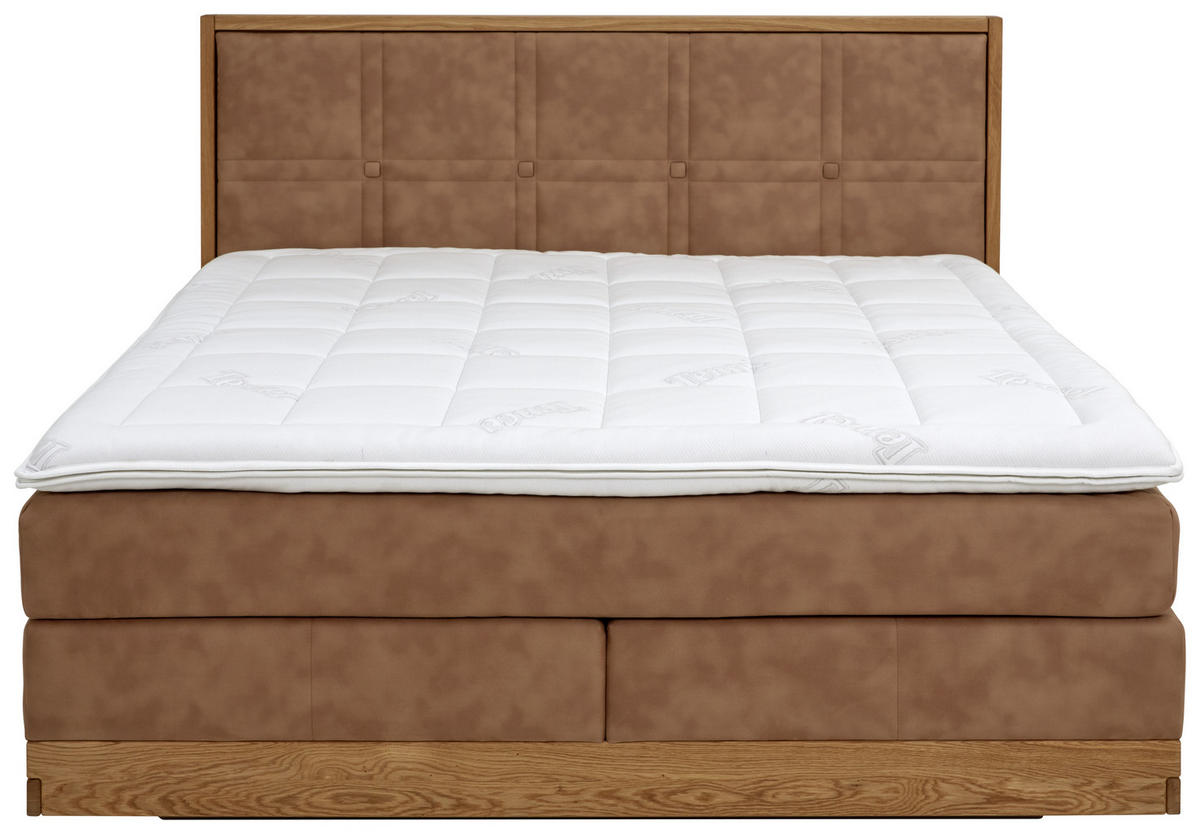 BOXSPRINGBETT 180/200 cm in Eichefarben, Hellbraun - außergewöhnliches Design