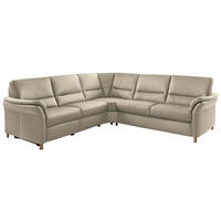 ECKSOFA in Echtleder Creme  - Eichefarben/Beige, Konventionell, Leder/Holz (262/262cm) - Beldomo Premium