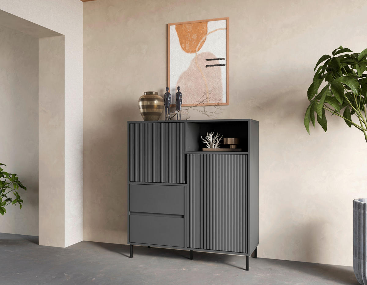 KOMMODE AVENALE  in 105,4/117,2/40 cm  - Anthrazit/Schwarz, Trend, Holzwerkstoff/Metall (105,4/117,2/40cm) - Hom`in