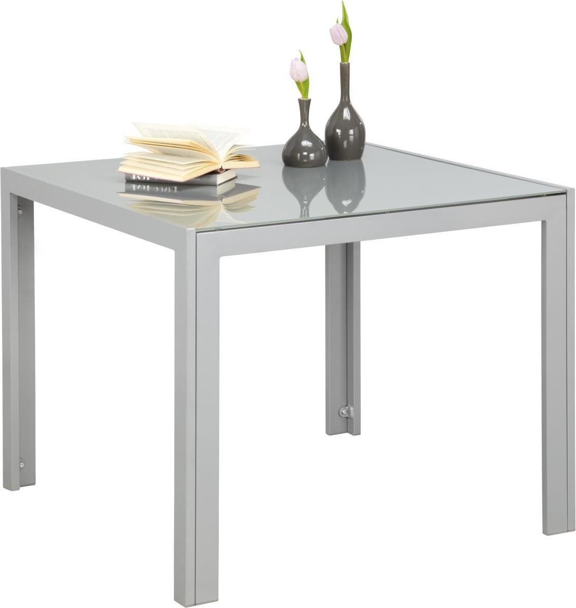 Ambia Garden ZÁHRADNÝ STÔL, kov, sklo, 90/90/72 cm