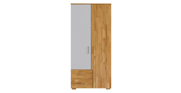 DREHTÜRENSCHRANK  in Grau, Eichefarben  - Eichefarben/Silberfarben, KONVENTIONELL, Holz/Holzwerkstoff (98/212/60cm) - Cantus