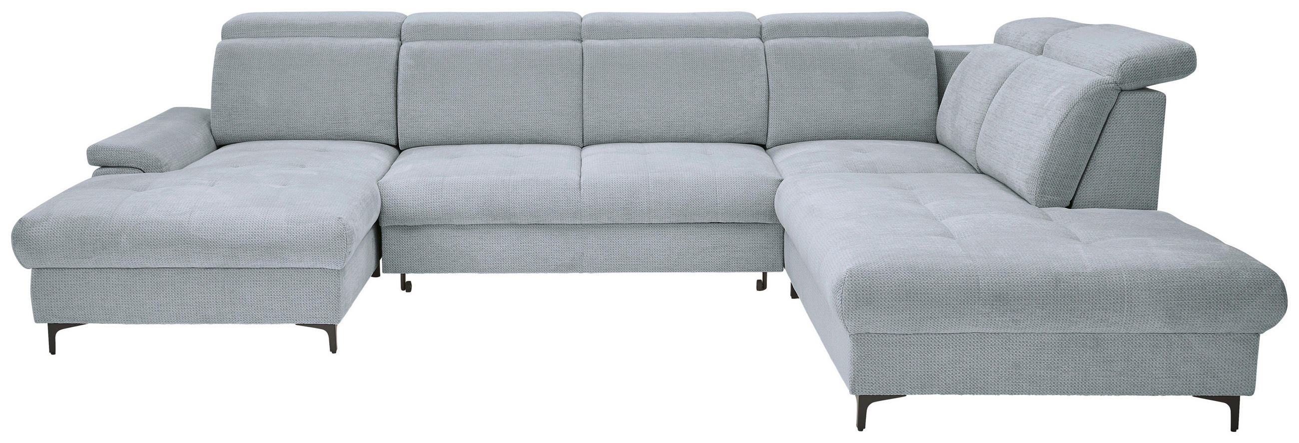 WOHNLANDSCHAFT in Struktur Grau  - Schwarz/Grau, Design, Textil/Metall (190/364/270cm) - Stylife