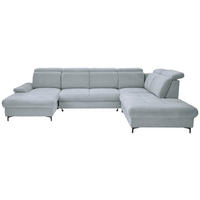 WOHNLANDSCHAFT in Struktur Grau  - Schwarz/Grau, Design, Textil/Metall (190/364/270cm) - Stylife