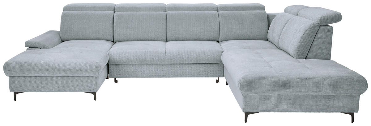 WOHNLANDSCHAFT in Struktur Grau  - Schwarz/Grau, Design, Textil/Metall (190/364/270cm) - Stylife
