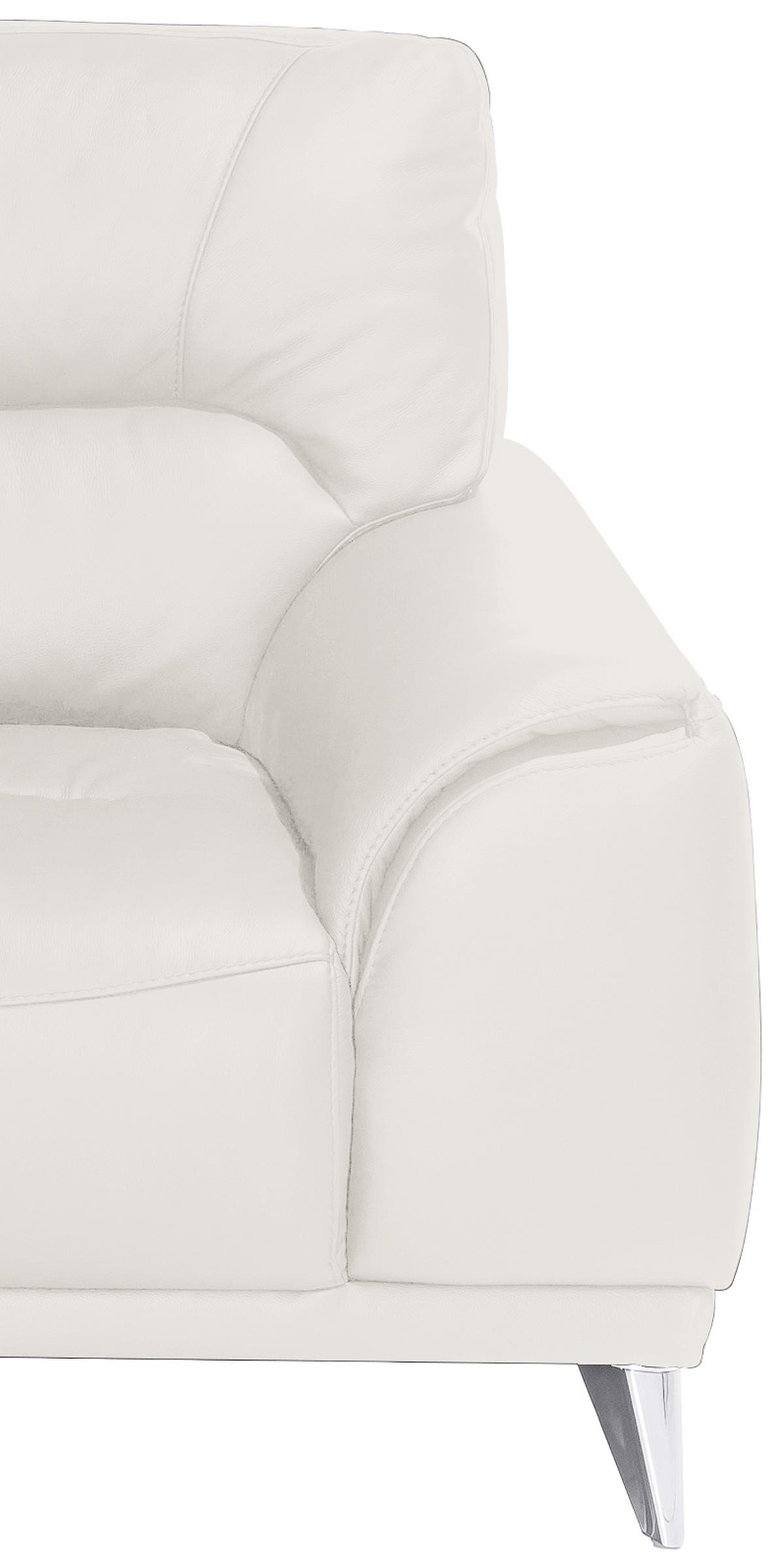 2-SITZER-SOFA in Lederlook Weiss  - Chromfarben/Weiss, Modern, Textil/Metall (166/92/96cm) - MID.YOU