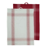 KÖKSHANDDUK SET 2 styck röd, vit  - vit/röd, Basics, textil (50/70cm)