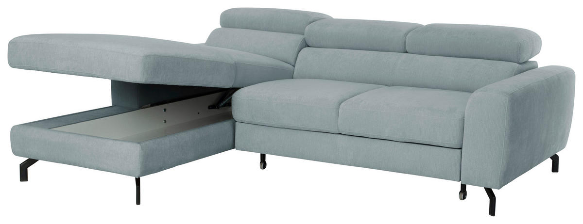 ECKSOFA Chenille Blaugrau  - Blaugrau/Schwarz, Design, Textil/Metall (177/226cm) - Livetastic