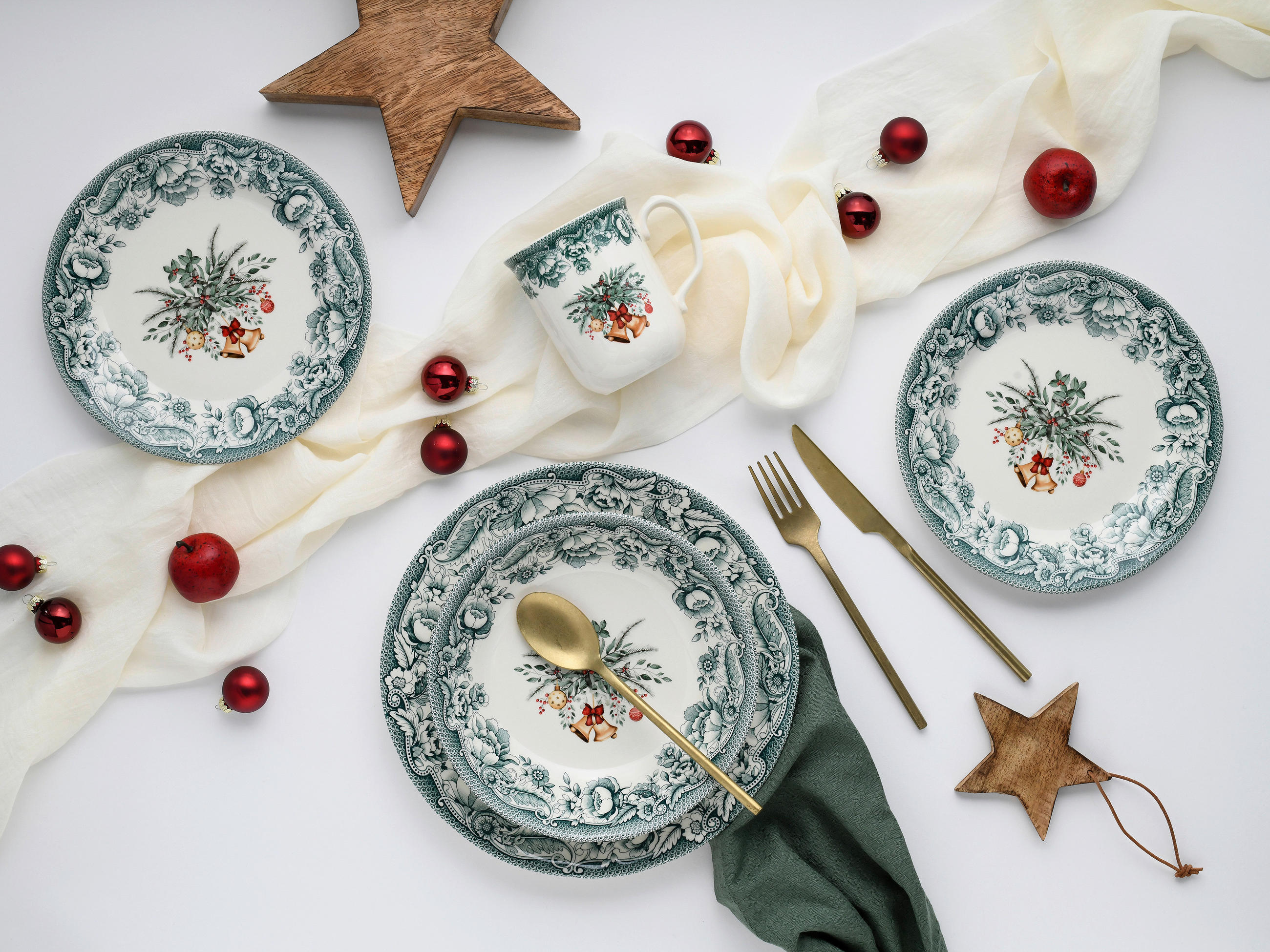 KOMBISERVICE 16-teilig Weihnachten  - Grün, Basics, Keramik - Creatable