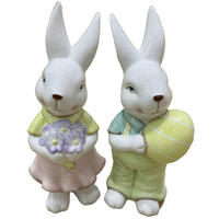 DEKORAČNÝ ZAJAC - pink/žltá, Lifestyle, keramika (32cm)