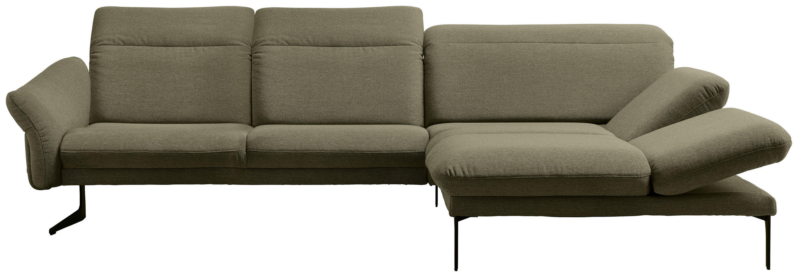 ECKSOFA in Webstoff Olivgrün  - Anthrazit/Olivgrün, Design, Textil/Metall (299/203cm) - Himolla